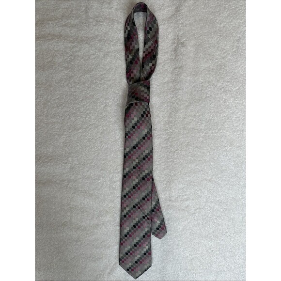 Van Heusen Men’s Tie Silk Multicolored Pink/Gray - Picture 1 of 2